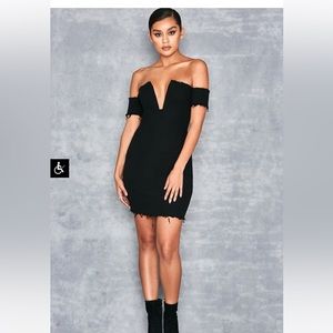 Mistress Rocks Acclaim Black Bardot Dress with V Wire Small